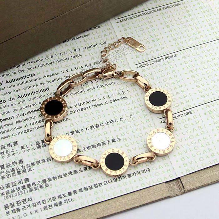 Bvlgari飾品 寶格麗手鏈黑白貝殼手鏈 玫瑰金 金色 銀色  zgbq3069